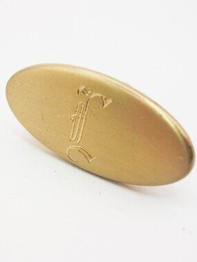 Vintage Tie Clip Initial L hand engraved old English Letter gold tone Swank